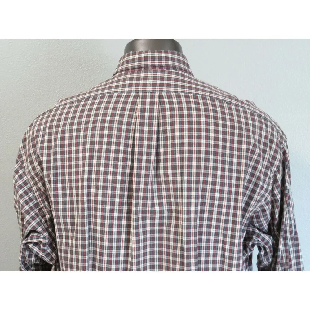 Mens Polo Ralph Lauren Plaid Big Shirt Button Front Shirt Size XL Front Pocket‎